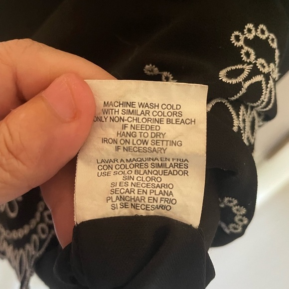 AS U Wish Size L black Embroidered Hem Pleated Front Lined Dress - Picture 7 of 11